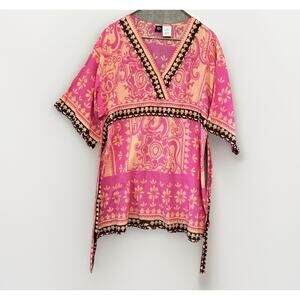 Bila Lightweight Dress Large Pink Women’s Tunic Summer Soft Boho 100% Cotton